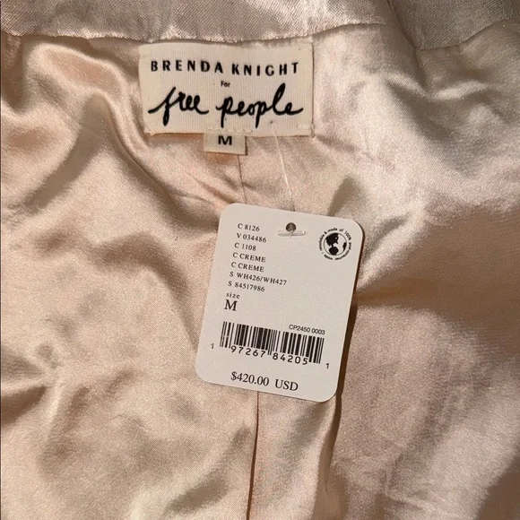 Free People Champagne Lace-Trim Asymmetrical Satin Dress - Picture 11 of 15